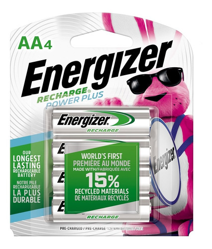 Pilas Baterías Energizer Recargables 4 Piezas Aa 2300 Mah