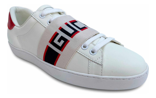 Tenis Elastic De Piel Color Blanco 