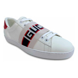 Tenis Elastic De Piel Color Blanco 