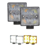 Par Faros 4 Leds Auxiliar Con Lupa 4d Bicolor Blanco Ambar