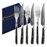 Sunnecko Damascus Juego De 4 Cuchillos Para Carne De Acero