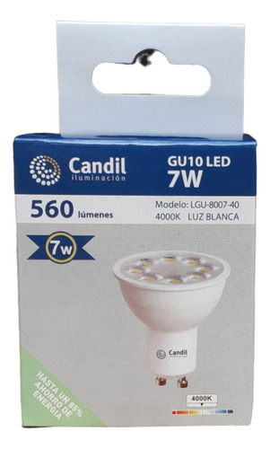 Pack X 20 Lámparas Led Dicroica 7w 35° Gu10 Candil