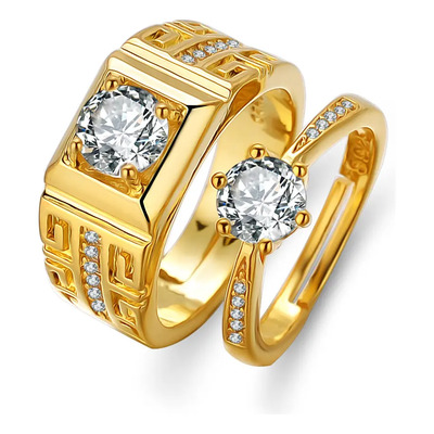 Anillo De Compromiso Parejas Oro Chapado Aniversario Mujer