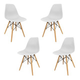 Sillas Eames X4 Comedor Plastico Patas Madera - Cuotas Color De La Estructura De La Silla Se - Blanco