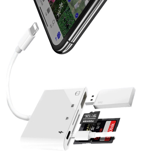 Cabo Otg Hub Com 4 Portas Para iPhone Com Ios 13 Ou Superior