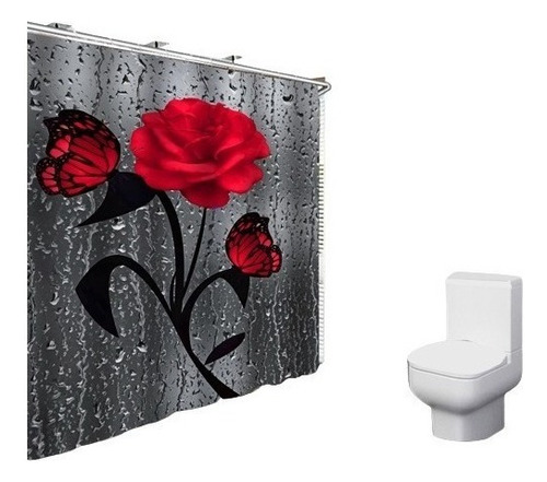 Cortina De Ducha Con Gancho For Baño, Diseño Rosa