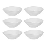 Set X6 Bowls Oxford Porcelana Ryo Blanco 500cc Compotera