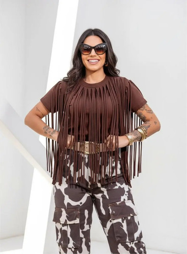 Blusa Boiadeira De Franja Moda Country Rodeio Tendência | MercadoLivre