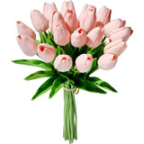 20 Tulipanes, Flores Artificiales Mandys - Rosado.