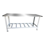 Mesa De Serviço Tampo Inox Industrial Cozinha 190x55 Kenok