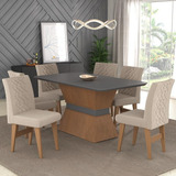 Conjunto Mesa Jantar 160cm Nairobi Multimóveis Ex1011 M/g/b