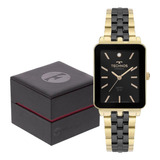 Relógio Analógico Feminino Quadrado Ceramic Dourado Technos