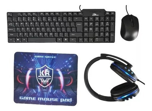 Kit Teclado Mouse Gamer 4en1 Diadema Microfono + Mouse Pad 