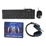 Kit Teclado Mouse Gamer 4en1 Diadema Microfono + Mouse Pad 