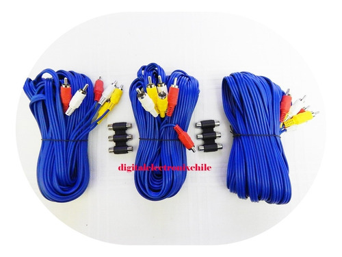 Cables Rca 3 Unid De 10 Metros Cada Uno + 2 Copla 3x3 30 Mts