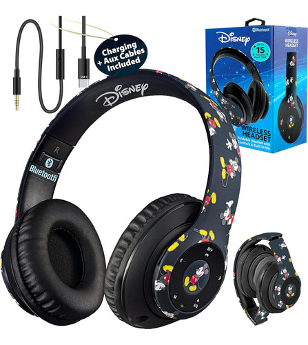 Disney Mickey Mouse Auriculares Bluetooth Sobre Oreja, Y Con