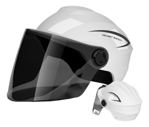 Set Casco Abierto Abatible Motociclista Uso Rudo Gafas Humo