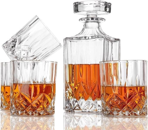 Decantador De Cristal Con Vasos Para Whisky (5pz) 750ml