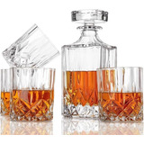 Decantador De Cristal Con Vasos Para Whisky (5pz) 750ml