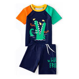 Traje De Baño Infantil Dinosaur Vacatio Set Protección Solar