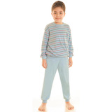 Pijama Invierno Niño Doble Interlok Rayado Bien Abrigado