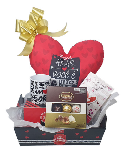 Kit De Presente Para Namorada Ferrero Rocher Almofada Amor