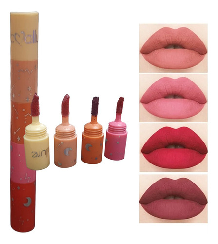 Kit Labial Liquido Mate 4 En 1 Ultra Fijacion- By Moc Allure