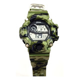 Reloj Shock Camuflado Resistente Al Agua 20 Mts Luz Led