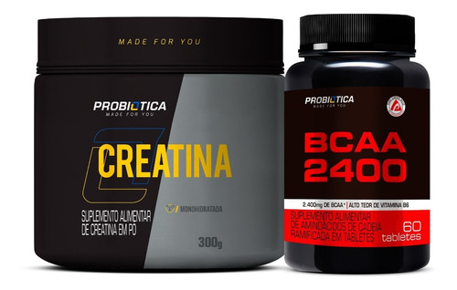 Combo Imperdíve Bcaa 2400 60tbl + Creatina 300gr Probiótica 