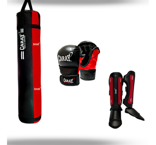 Kit Supra Saco De Boxeo  Largo Guante Hibrido Mma  Canillera