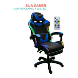 Silla Gaming Con Reposapies Y Luz Led Premium Gamer