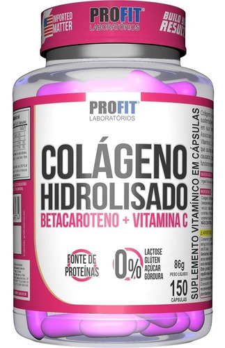 Colágeno Com Betacaroteno + Vitamina C - 150 Cáps - Profit F