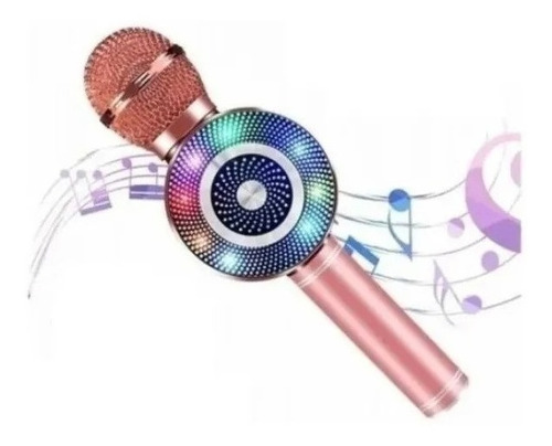 Microfone Karaokê Com Caixa De Som Bluetooth Muda Voz Led 