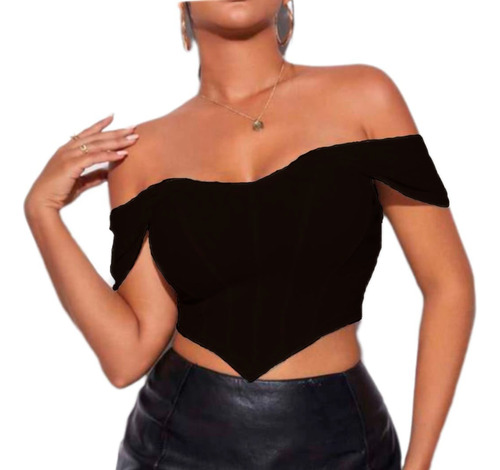 Crop Top Con Tiras Caídas