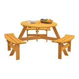 Mesa Picnic Circular 6 Personas De Madera Para Exterior