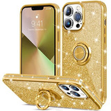 Funda Para iPhone 13 Pro Anillo Brillos Y Glitter Oro