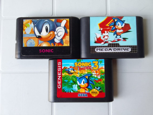 Lote De Jogos Sonic The Hedgehog 1,2 E 3 Mega Drive