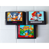 Lote De Jogos Sonic The Hedgehog 1,2 E 3 Mega Drive