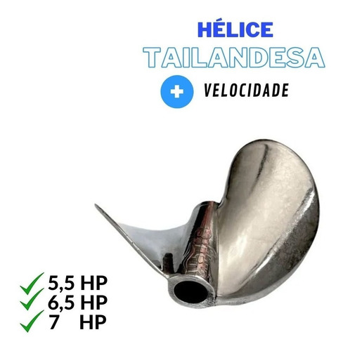 Hélice Tailandesa P/ Motor Rabeta 5.5-6,5 E 7 Hp Em Alumínio