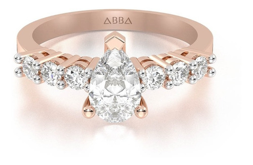 Anillo De Compromiso De Oro 14k Piedra Gota Elite Abba Joyas