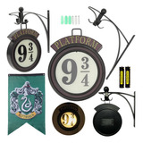 Harry Potter Lampara 9-3/4 Pared Interior Decorativa+bandera