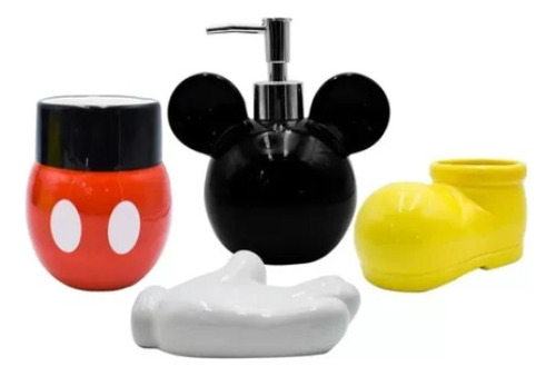 Accesorios Baño Mickey Mouse Juego De Baño De Cerámica 4pz