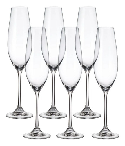 Copa Champagne Cristal Bohemia Columba 260ml Set X 6