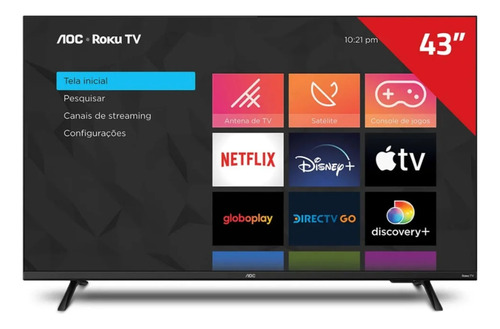 Smart Tv 43'' Full Hd Com Roku Tv 43s5135/78g Aoc Bivolt