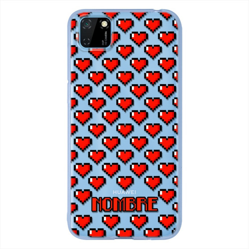 Funda Huawei Antigolpes Corazones Pixel Personalizada Nombre