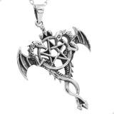 Collar Pentagrama Gótico Dragones De Plata Grande | M205