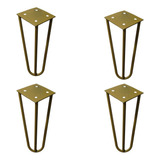 4 Pés De Metal 15 Cm Hairpin Legs Mesas De Centro Dourado