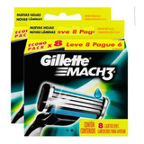 Gillette Mach3 Dois Refil Com 8 (16 Unidades No Total)