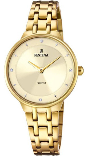 Reloj Festina  Mujer F20601.2 Mademoiselle Clasico Acero Color De La Malla Chapado Color Del Fondo Champan