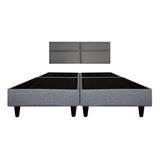 Recamara Base Cama Box Cabecera Cairo Gris King Size